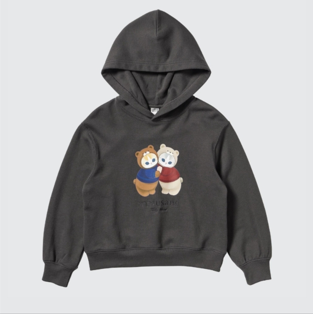 NWT Mofusand Teddy Meow Graphic Hoodie Kids Sweatshirt Size 11-12Y(150) Uniqlo